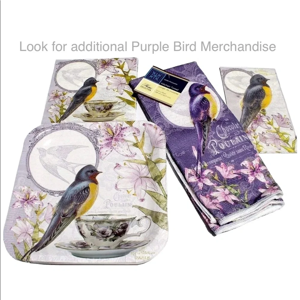 Chocolat Poulain Purple Bird Guest Towel Napkins, 16 ct